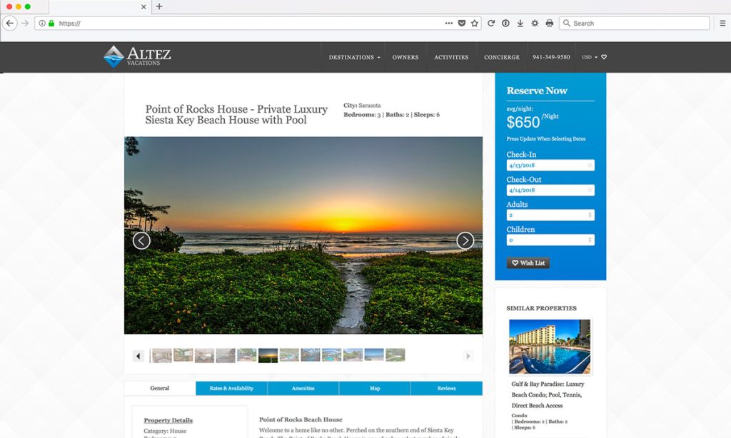 Altez Vacations Website Design